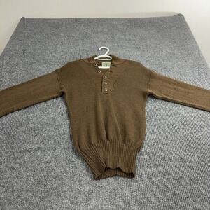 Vintage US Military Sebo Knitwear Sweater Mens M Brown Wool Henley Gorpcore